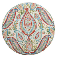 Paisley Pattern Fabric Upholstered Wooden Ottoman with Hidden Storage, Multicolor - BM194941