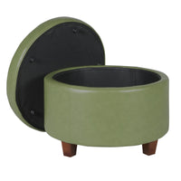 Leatherette Upholstered Wooden Ottoman with Single Button Tufted Lift Top Storage, Green, Large - BM194947