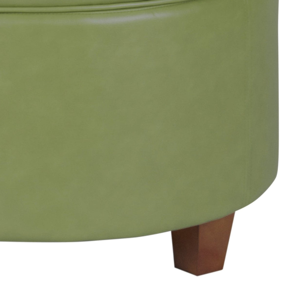 Leatherette Upholstered Wooden Ottoman with Single Button Tufted Lift Top Storage, Green, Large - BM194947