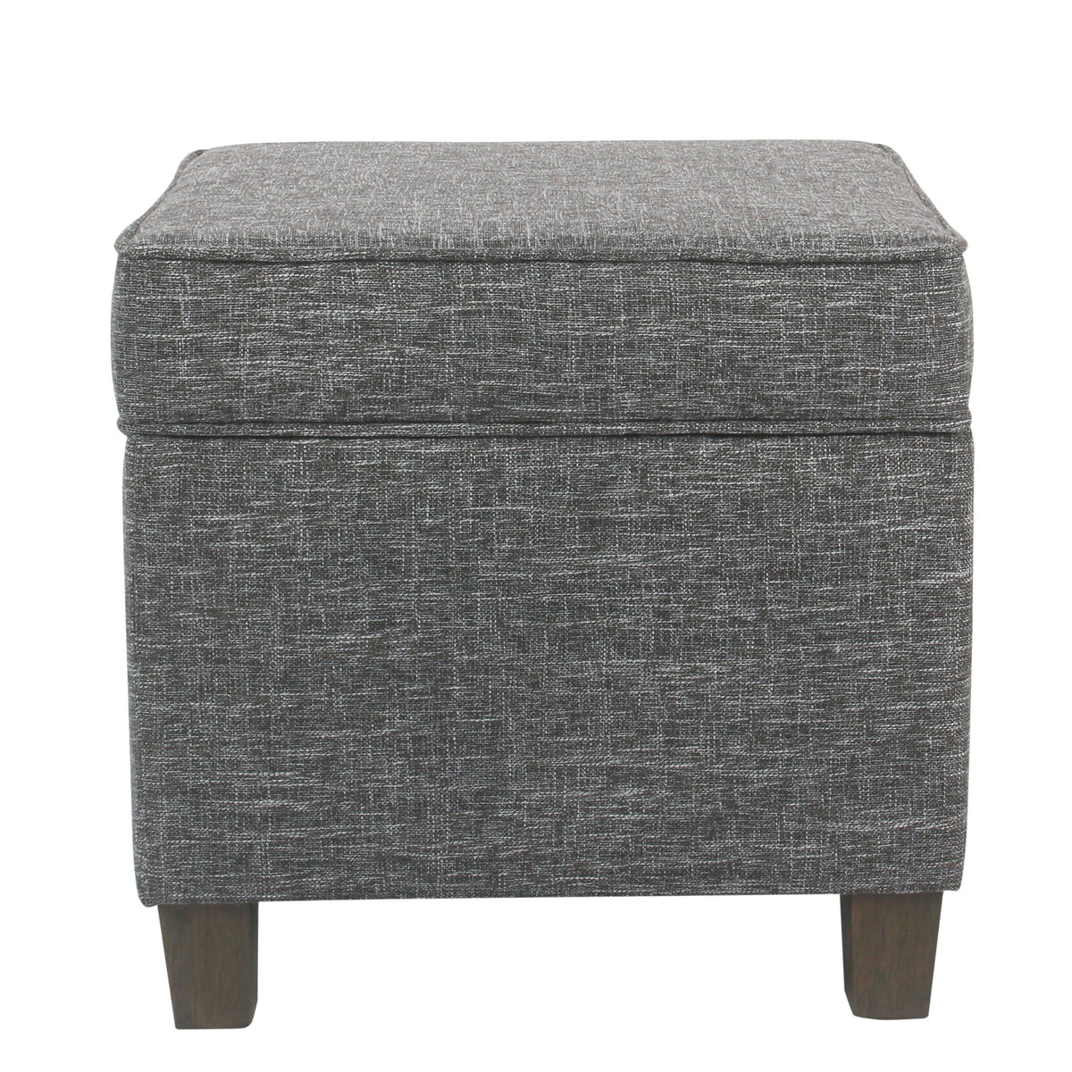 Textured Fabric Upholstered Wooden Ottoman with Lift Off Top, Gray and Brown - BM194955