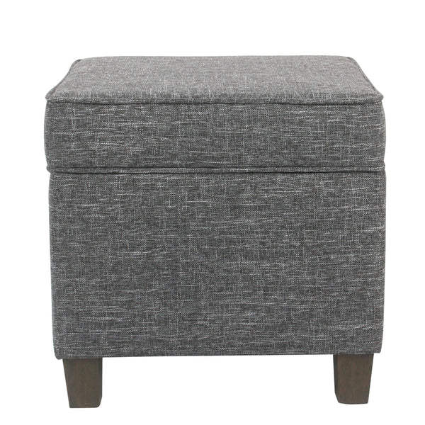 Textured Fabric Upholstered Wooden Ottoman with Lift Off Top, Gray and Brown - BM194955
