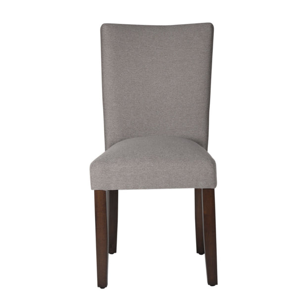 Fabric Upholstered Wooden Parson Dining Chair with Splayed Back, Gray and Brown - BM195015