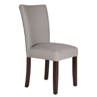 Fabric Upholstered Wooden Parson Dining Chair with Splayed Back, Gray and Brown - BM195015