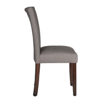 Fabric Upholstered Wooden Parson Dining Chair with Splayed Back, Gray and Brown - BM195015