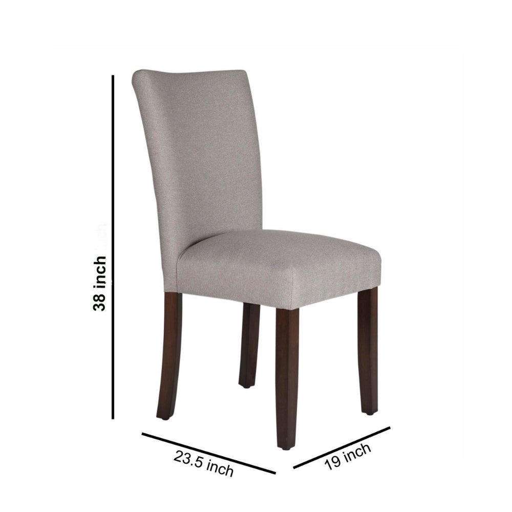 Fabric Upholstered Wooden Parson Dining Chair with Splayed Back, Gray and Brown - BM195015