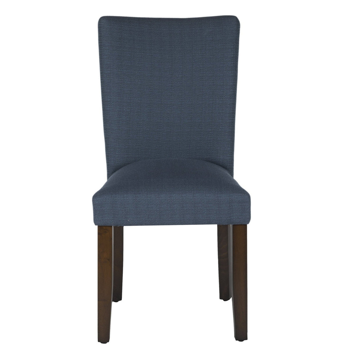 Fabric Upholstered Wooden Parson Dining Chair with Splayed Back, Navy Blue and Brown - BM195017