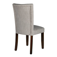 Fabric Upholstered Wooden Parson Dining Chair with Splayed Back, Light Gray and Brown - BM195021