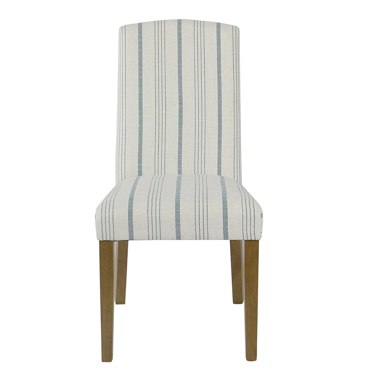 Wooden Dining Chairs with Stripe Pattern Fabric Upholstery, Blue and White, Set of Two - BM195041