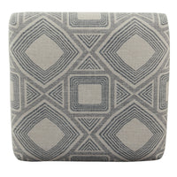 BM195160 - Metal Counter Stool with Geometric Pattern Fabric Upholstered Seat, Gray and Black