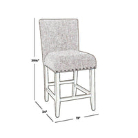 BM195192 - Fabric Upholstered Wooden Counter Stool with Striking Nail head Trims, Gray and Brown