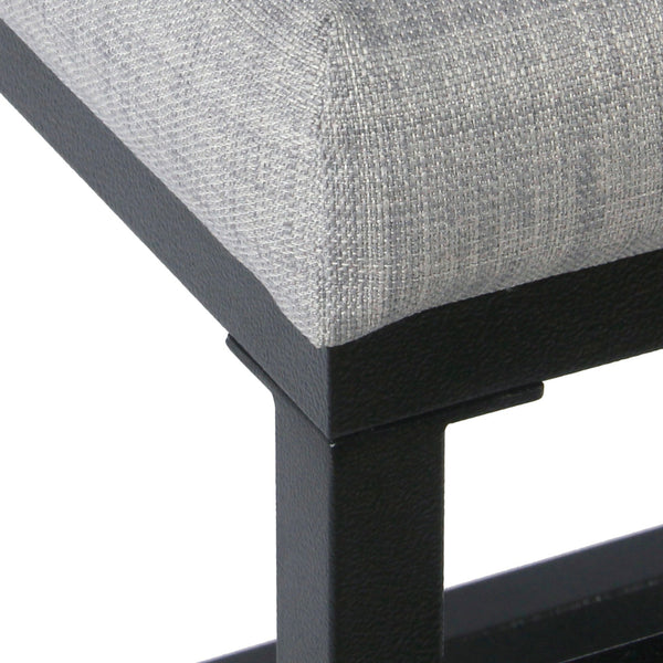 BM195207 - Open Back Metal Counter Stool with Fabric Upholstered Padded Seat, Gray and Black