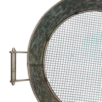 Round Galvanized Steel Compost Sifter with Wire Mesh Design Base, Antique Silver - BM195216
