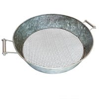 Round Galvanized Steel Compost Sifter with Wire Mesh Design Base, Antique Silver - BM195216