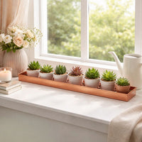 29 Inch Rectangular Metal Windowsill Planter Tray, Trim Edges, Large, Copper - BM195220
