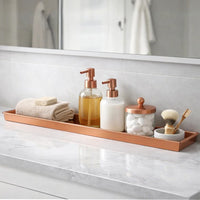 29 Inch Rectangular Metal Windowsill Planter Tray, Trim Edges, Large, Copper - BM195220
