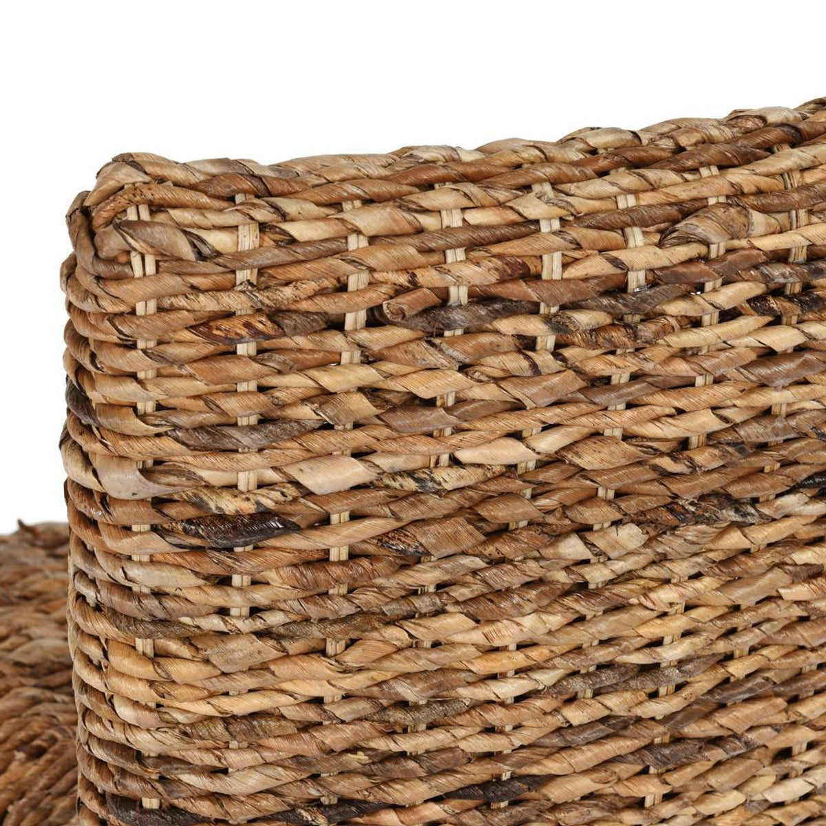 Woven Rattan Barstool with Wooden Legs, Low Profile Backrest, Brown and Black