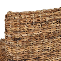 Woven Rattan Barstool with Wooden Legs, Low Profile Backrest, Brown and Black