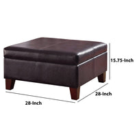 Leatherette Upholstered Wooden Ottoman With Hinged Storage, Brown, Large - BM195755