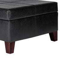 BM195756 - Leatherette Upholstered Wooden Ottoman With Hinged Storage, Black and Brown, Large