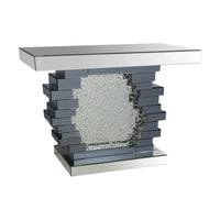 Wood and Mirror Console Table with Studded Faux Crystals, Black and Clear - AMF-90232