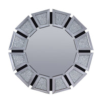 BM195988 - Wooden Backing Wall Decor with Tapered Mirrored Panel Borders, Clear and Black