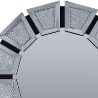 BM195988 - Wooden Backing Wall Decor with Tapered Mirrored Panel Borders, Clear and Black