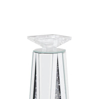 BM195998 - Wood and Glass Candle Holder with Faux Crystal Inserts, Clear, Set of Two, Small