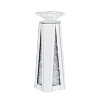 BM195998 - Wood and Glass Candle Holder with Faux Crystal Inserts, Clear, Set of Two, Small