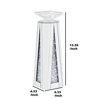 BM195998 - Wood and Glass Candle Holder with Faux Crystal Inserts, Clear, Set of Two, Small
