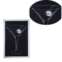 BM196002 - Wood and Mirror Martini Glass Wall Art, Clear and Black