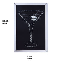 BM196002 - Wood and Mirror Martini Glass Wall Art, Clear and Black
