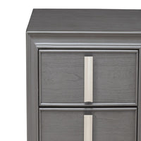Wooden Nightstand With Two Drawers and Tapered Legs, Gray and White