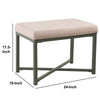 BM196051 - Metal Framed Ottoman with Button Tufted Velvet Upholstered Seat, Pink and Gray