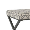 BM196061 - Patterned Fabric Upholstered Ottoman with X Shape Metal Legs, Beige and Gray