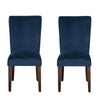 BM196086 - Velvet Upholstered Parsons Dining Chair with Wooden Legs, Navy Blue and Brown, Set of Two