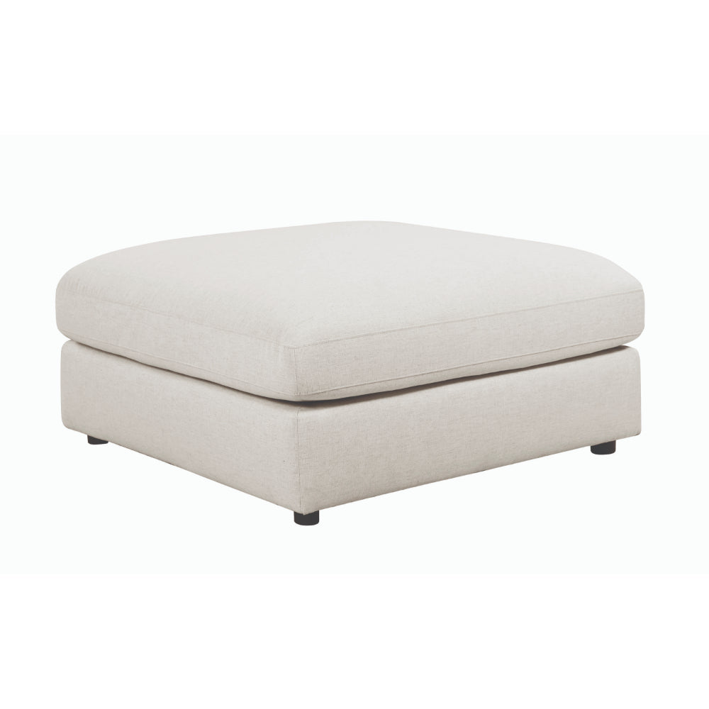 BM196657 - Fabric Upholstered Wooden Ottoman with Loose Cushion Seat and Small Feet, Beige