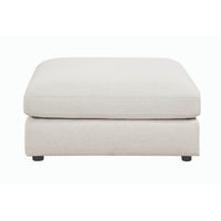 BM196657 - Fabric Upholstered Wooden Ottoman with Loose Cushion Seat and Small Feet, Beige