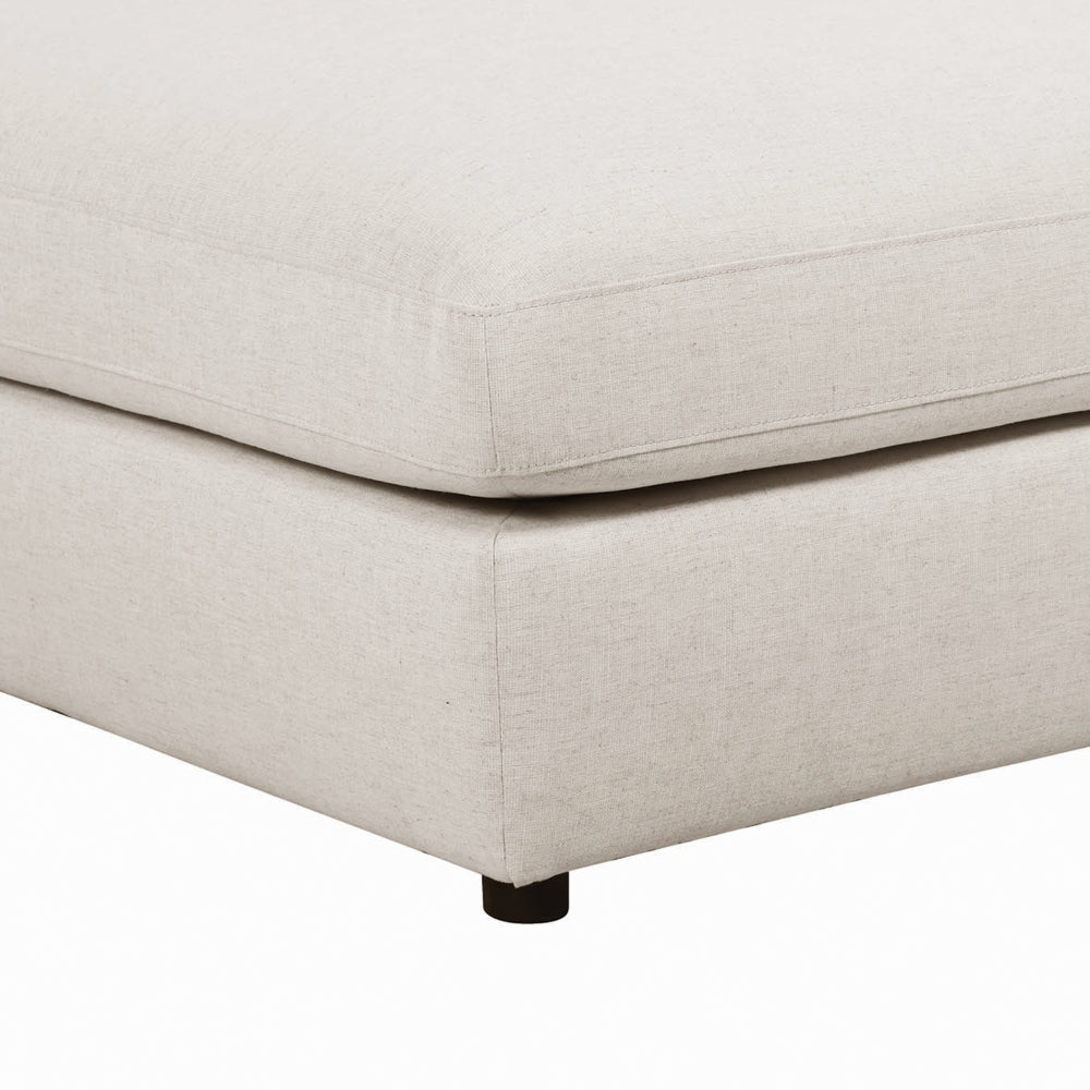 BM196657 - Fabric Upholstered Wooden Ottoman with Loose Cushion Seat and Small Feet, Beige