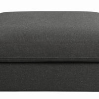 BM196660 - Fabric Upholstered Wooden Ottoman with Loose Cushion Seat and Small Feet, Dark Gray