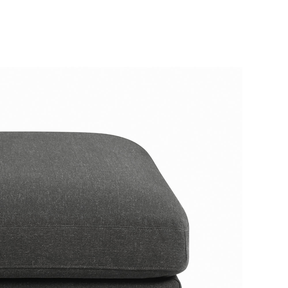 BM196660 - Fabric Upholstered Wooden Ottoman with Loose Cushion Seat and Small Feet, Dark Gray