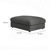 BM196660 - Fabric Upholstered Wooden Ottoman with Loose Cushion Seat and Small Feet, Dark Gray