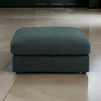 BM196660 - Fabric Upholstered Wooden Ottoman with Loose Cushion Seat and Small Feet, Dark Gray