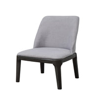 Linen Upholstered Wooden Side Chair with Curved Backrest and Block Legs, Set of 2, Gray - AMF-73172