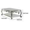 Traditional Style Wooden Coffee Table with Polyresin Carvings and Bottom Shelf, White BM196693