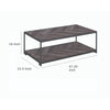 Metal Frame Coffee Table with Wooden Top and Bottom Shelf, Black and Brown  - BM196799