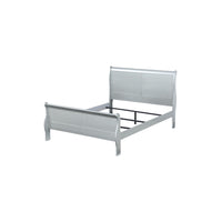 Wooden Queen Size Bed with Sleigh Headboard and Footboard, Silver - AMF-26730Q