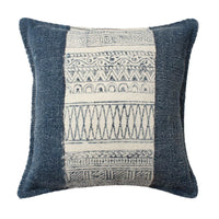 18 x 18 Square Handwoven Accent Throw Pillow, Polycotton Dhurrie, Kilim Pattern, Set of 2, White, Blue By The Urban Port