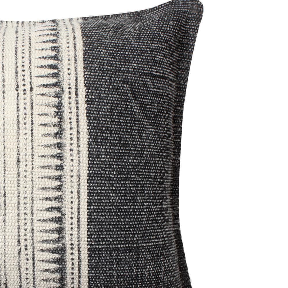 18 x 18 Square Handwoven Accent Throw Pillow, Polycotton Dhurrie, Kilim Pattern Front, Set of 2, White, Gray By The Urban Port