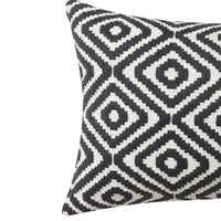 12 x 20 Rectangular Jacquard Cotton Accent Lumbar Pillow, Diamond Pattern, Black, White By The Urban Port