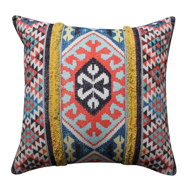 24 x 24 Square Cotton Accent Throw Pillow, Soft Kilim Print, Set of 2, Multicolor By The Urban Port